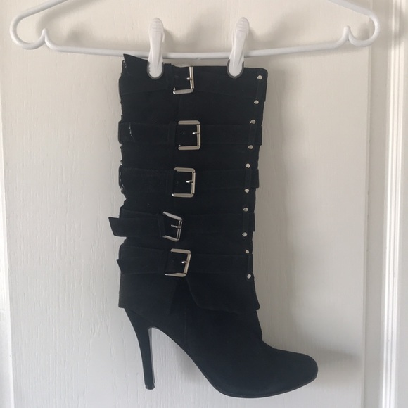 🥾 Wicked Sole Fantastic Black Heeled Boots BF15 - Picture 1 of 4